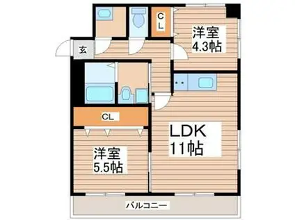 平成ともだち館(2LDK/3階)の間取り写真