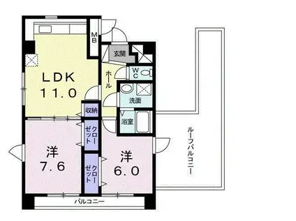 グランシャン(2LDK/3階)の間取り写真