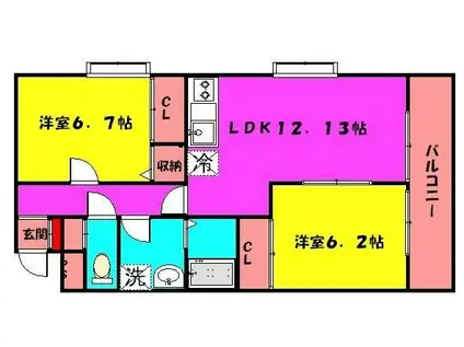 ブリーズコート長嶺(2LDK/1階)の間取り写真