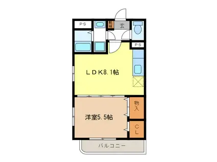 ブレインU(1LDK/1階)の間取り写真