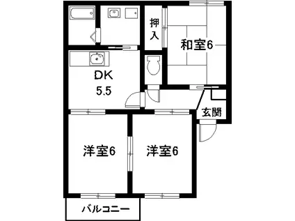 パークハウス明円(3DK/1階)の間取り写真