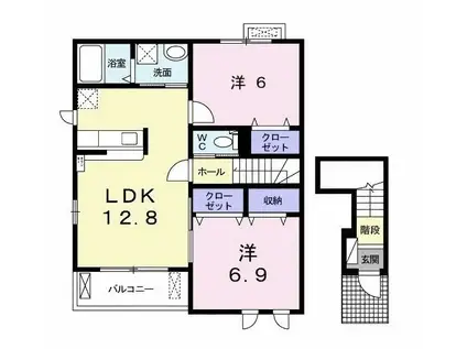 サンヴェール茂原B(2LDK/2階)の間取り写真