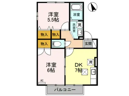 セジュール古津(2DK/1階)の間取り写真