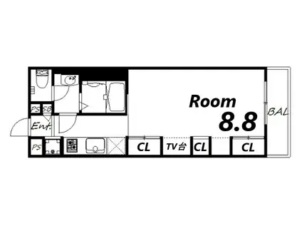 リブリ・シーサイドコート芦屋(1K/2階)の間取り写真