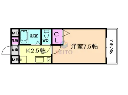 グランソレイユ曽根(1K/2階)の間取り写真