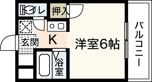 ウィンディア海老園(1K/4階)の間取り写真