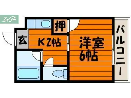 AKKマンション(1K/2階)の間取り写真