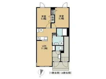 KAMS北22条(2LDK/1階)の間取り写真