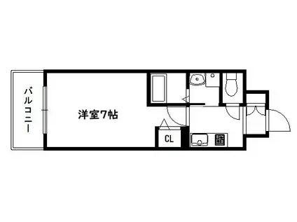 アスヴェル京都太秦(1K/4階)の間取り写真