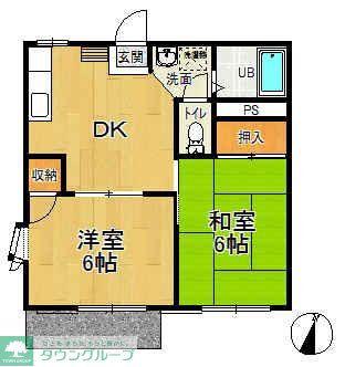 ハイムコクダB(2DK/1階)の間取り写真