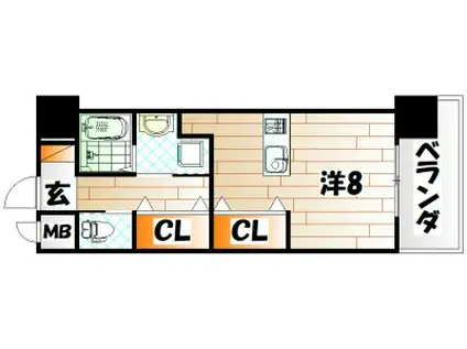 アクシオ北九州(ワンルーム/10階)の間取り写真