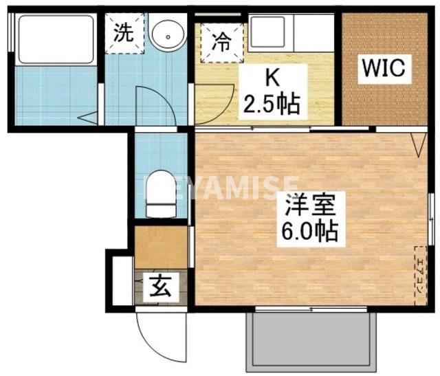 フォンティーヌ若葉(1K/1階)の間取り写真