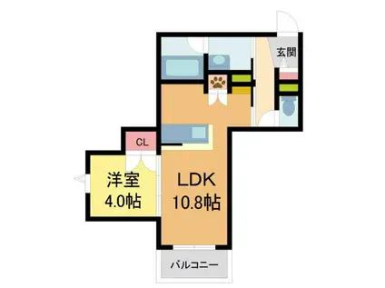 西宮市門前町ヘーベルメゾン(1LDK/1階)の間取り写真