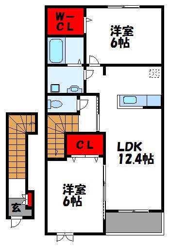 SUNMARINA(2LDK/2階)の間取り写真