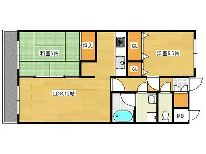 SS八木ハイツ(2LDK/4階)の間取り写真