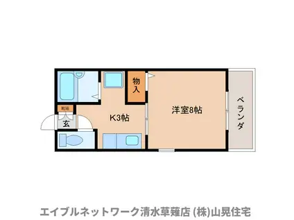 パークサイドII(1K/1階)の間取り写真