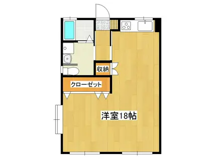 サンピラーハイツ(ワンルーム/1階)の間取り写真