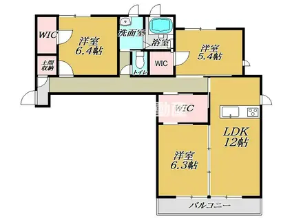 ベレオ大財(3LDK/1階)の間取り写真