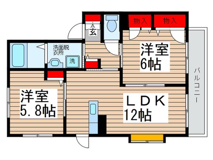 パステル ヒロ(2LDK/1階)の間取り写真