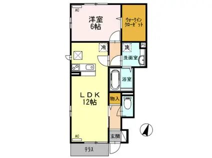 フェリシャス(1LDK/1階)の間取り写真