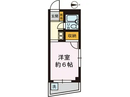 ウィングハイム(1K/2階)の間取り写真