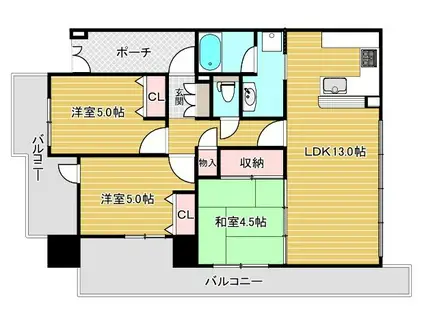 ドルフ甲南山手(3LDK/10階)の間取り写真