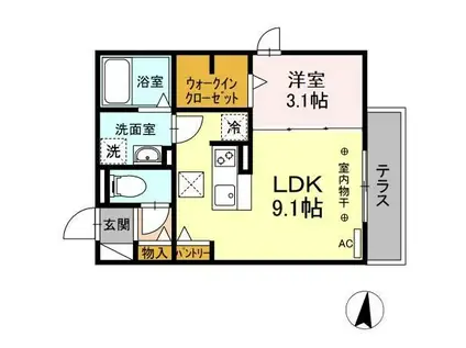 アムール元魚(1LDK/1階)の間取り写真