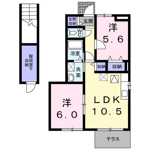 COZY SQUARE B(2LDK/1階)の間取り写真