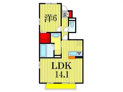 マテリアルレジデンス(1LDK/1階)の間取り写真