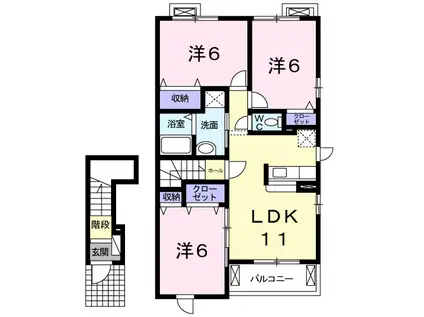 サンオークIII(3LDK/2階)の間取り写真