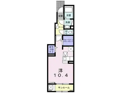 ひふみのひ(ワンルーム/1階)の間取り写真