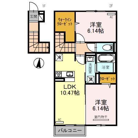レジデンス天理 五番街(2LDK/2階)の間取り写真