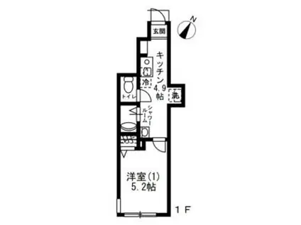 サンハイツもえぎ (1K/1階)の間取り写真