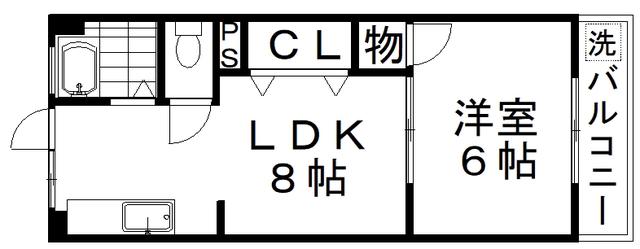 柴本マンション(1LDK/2階)の間取り写真