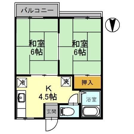 コーポロジュマン(2K/2階)の間取り写真