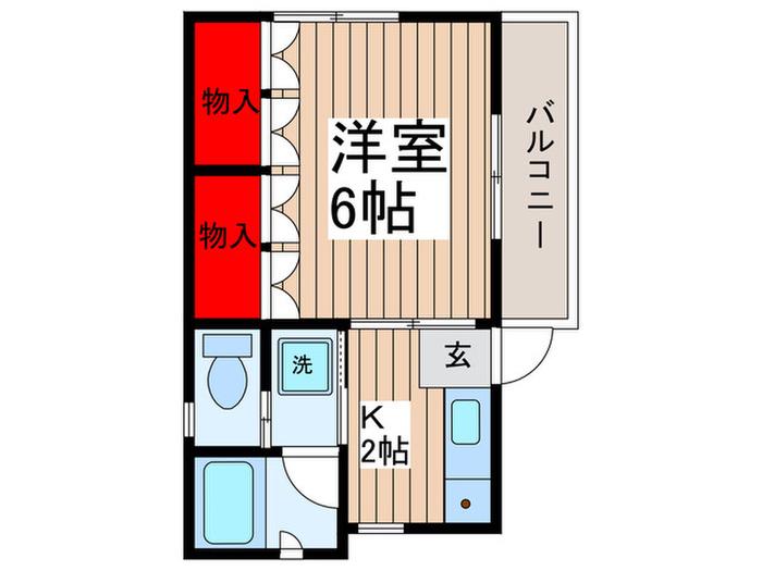 テラッツァ竹ノ塚(1K/1階)の間取り写真