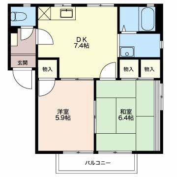ビューハイツA(2DK/2階)の間取り写真