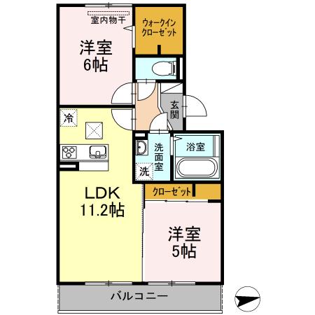 カーサ・ソレイユII(2LDK/3階)の間取り写真
