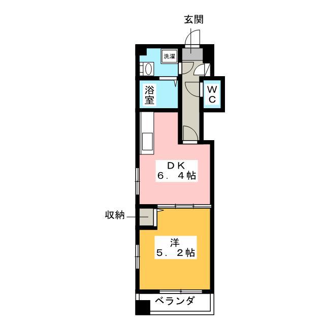 レクスタ平和(1DK/1階)の間取り写真