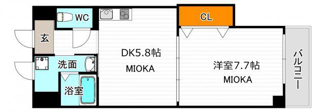ジュネスガーデン(1DK/5階)の間取り写真