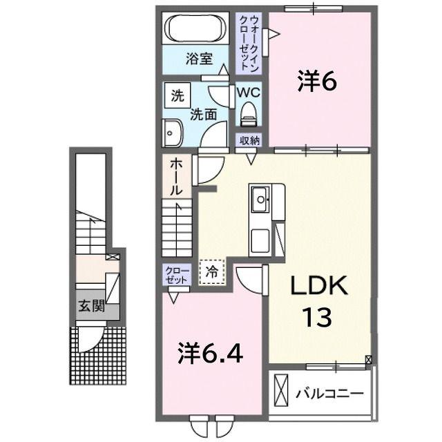 ヴィヴァン(2LDK/2階)の間取り写真