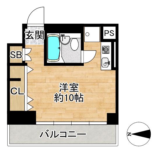 パーキーK(1K/4階)の間取り写真