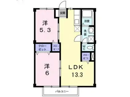 ラ・フォーレ西条A(3DK/1階)の間取り写真