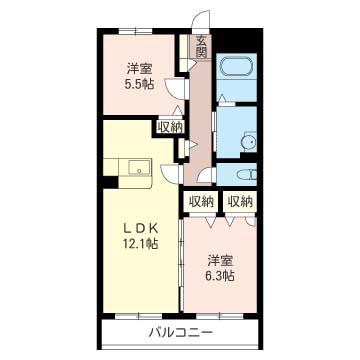 ファシナシオン(2LDK/3階)の間取り写真