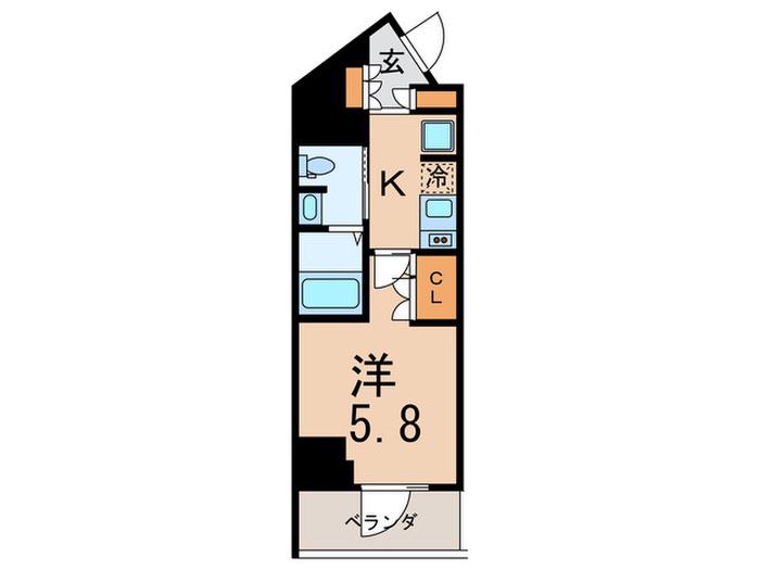 レジディア中延II(1K/9階)の間取り写真