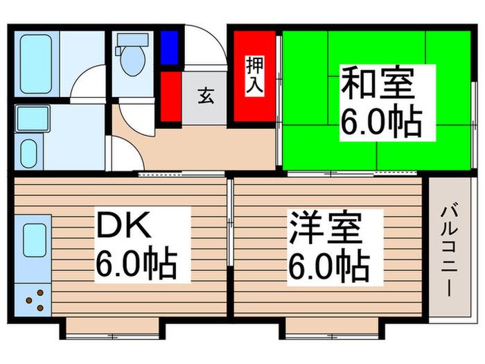 みずほ台グランドールマンション(2DK/1階)の間取り写真