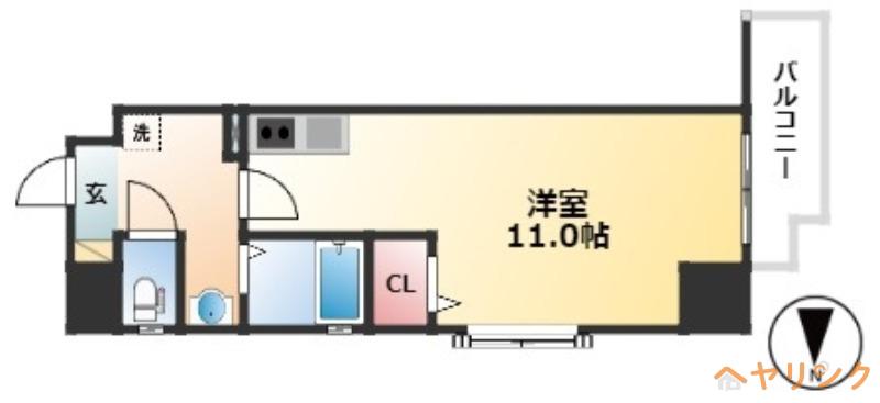 H-F名駅北レジデンスウエスト(ワンルーム/3階)の間取り写真
