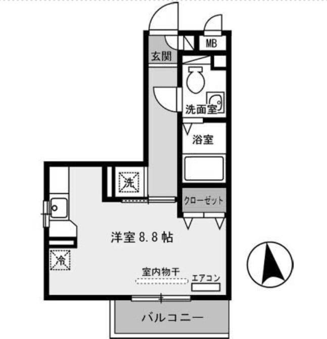 グローリア若葉台(ワンルーム/2階)の間取り写真