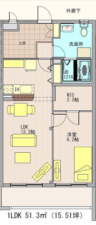 グランヴェルジュ・ロリエ(1LDK/3階)の間取り写真