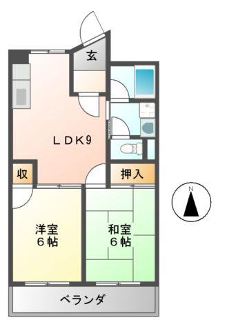オースクレインII(2LDK/2階)の間取り写真